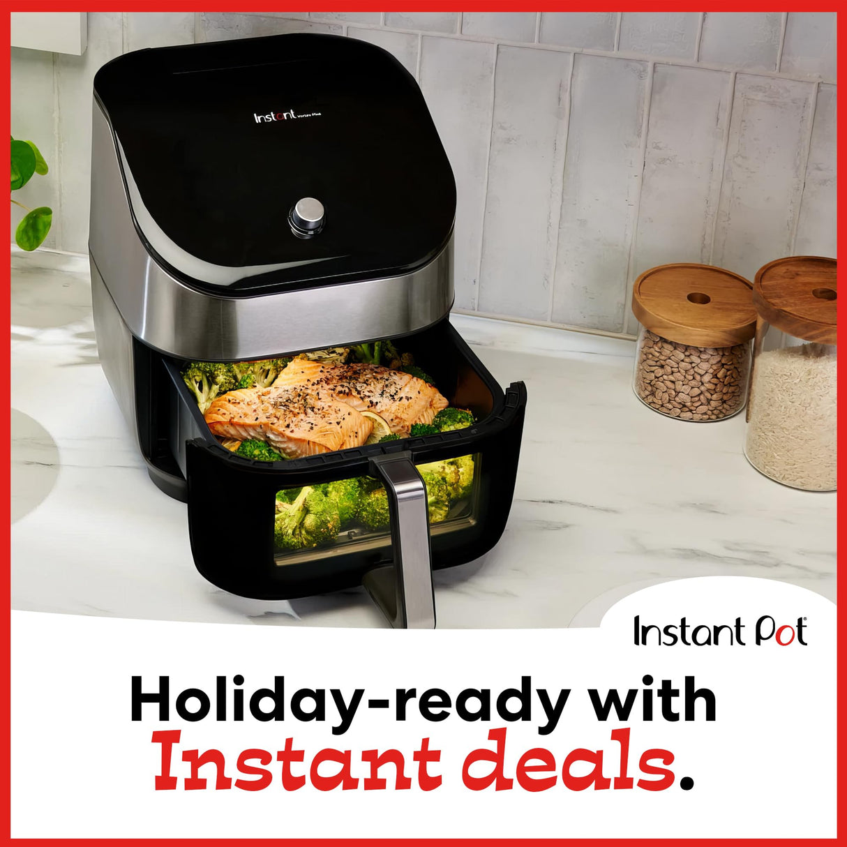 Instant Vortex Plus 6QT Air Fryer with Odor Erase Technology, 6-in-1 Functions that Crisps, Roasts, Broils, Dehydrates, Bakes & Reheats, 100+In-App Recipes, from the Makers of Instant Pot,1700W,Black Instant Pot