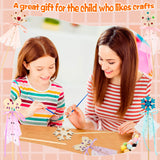 67 Pcs Make Your Own Princess Wand Kit Include 20 Pcs Wooden DIY Fairy Wand 20 Pcs Ribbons and 20 Mesh with 7 Pcs Gem Stickers for Kids Halloween Cosplay Accessories DIY Art Craft Making Plukeen