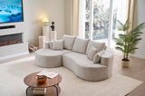 Christopher Knight Home Carden 106" Curved Modular Sectional Sofa, Comfy Sofa Couch with Chaise Lounge, Modern Cloud Couch with Deep Seat, Fabric Upholstered Set for Living Room Bedroom, Silver Lining Christopher Knight Home