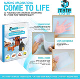 3Dmate Starter - Transparent 3D Pen Mat 9 x 7 Inches with Compatible Stencils Book - Flexible Two-Sided Heat-Resistant Silicone - 3D Pen Accessories - Templates for Kids, Adults 3Dmate