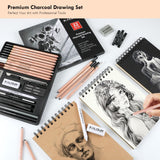 KALOUR PDAS 22pcs Charcoal Drawing Set, Professional Art Supplies, Black & White Charcoal Pencils for Drawing, Sketching, Shading, Blending, Artist Pencils for Beginners & Pro Artists KALOUR PDAS
