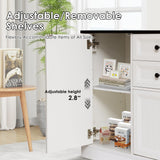 Grepatio 58" Farmhouse Sideboard Buffet Cabinet, Coffee Bar Cabinet with 2 Large Drawers & 4 Grooved Barn Doors, Wood Storage Cabinets for Dinning Room, Kitchen, Living Room, White Grepatio