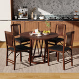 Giantex Folding Dining Chairs Set of 2, Solid Wood Frame, Foldable Wood Kitchen Chairs with Padded Seat, Max Load 400 Lbs, No Assembly, Armless Side Chairs for Apartment Dining Room, Brown & Black Giantex