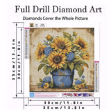 Dlylust Sunflower Diamond Art Painting Kits for Adults - Full Drill Diamond Dots Paintings for Beginners, Round 5D Paint with Diamonds Pictures Gem Art Painting Kits DIY Crafts Kits 12x16inch Dlylust