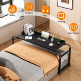 nawoefii Overbed Table, Over Bed Table with Wheels Adjustable Height, Bed Laptop Desk, King Queen Size Over The Bed Table with Wheels, Metal Leg, for Home Office Bedroom Hospital Black Baffle-120x40 nawoefii