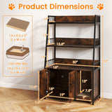PETSITE Cat Litter Box Enclosure with Storage Shelves, 52 Inches Tall Hidden Litter Box with Charging Station, Scratching Board, and Winding Entry (Rustic Brown) PETSITE