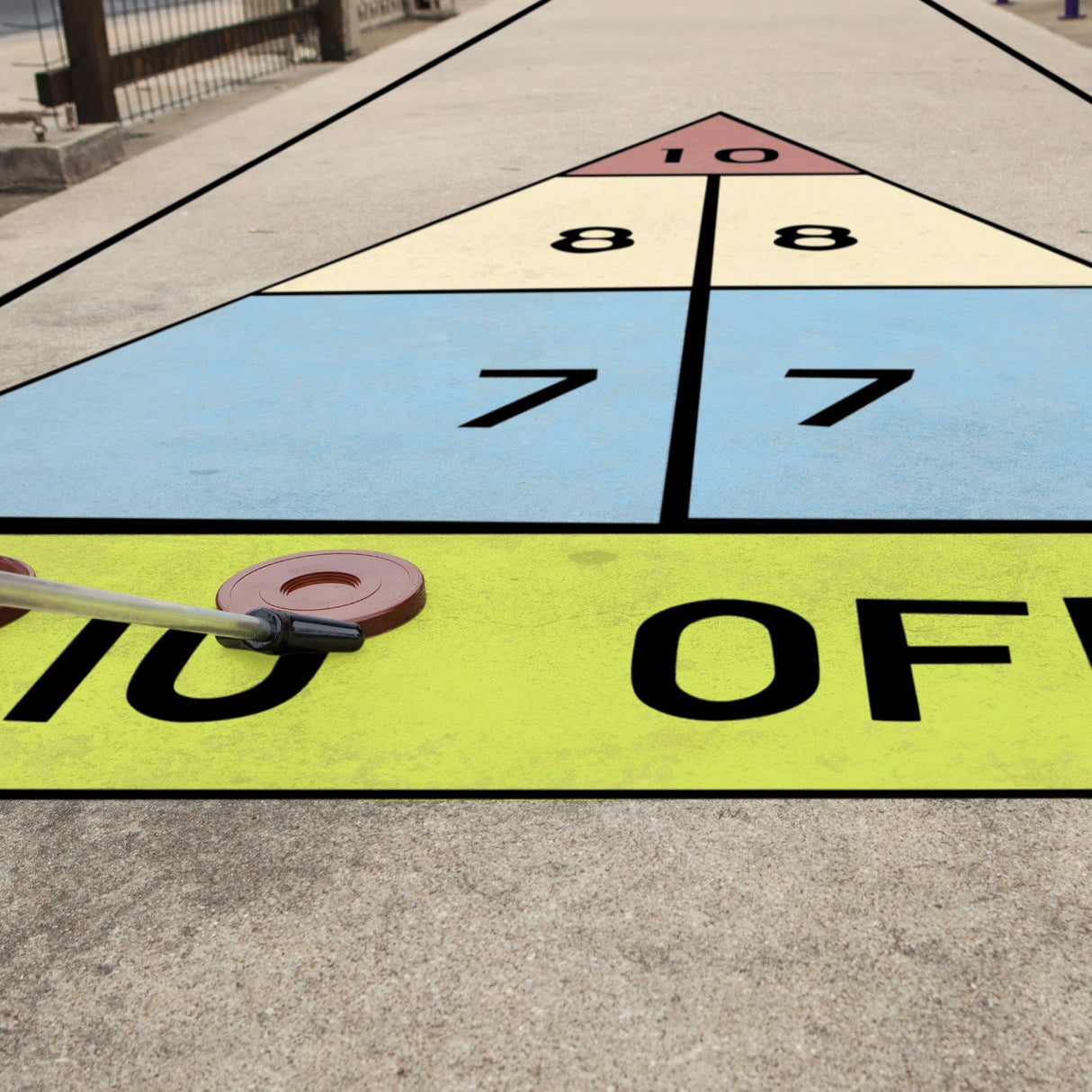 Champion Sports Classic Group Games Shuffleboard Set: Champion Sports Indoor Outdoor 8 Puck 4 Cue Sticks Party Game, Yellow Champion Sports