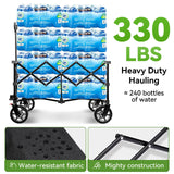 Hikenture 330lbs Collapsible Wagon Cart, Ultra-Large Wagons Carts Foldable, Heavy Duty Folding Wagon with Wheels, Utility All Terrain Wagon for Groceries, Garden, Sports, Beach, Shopping, Black Hikenture