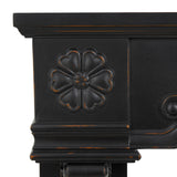 Deco 79 Wood Scroll Freestanding Fireplace Mantle with Floral Accents, 45" x 10" x 43", Black Deco 79