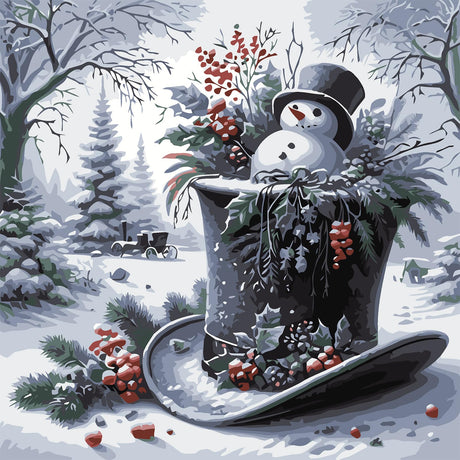 Christmas Paint by Numbers for Adult,Paint by Numbers Kit for Adults Beginners,DIY Paint by Numbers Acrylic Paint Canvas Xmas Hat Painting Kits Art,Home Wall Decor, 11.8X11.8 inch(Without Frame) APTDYIGL