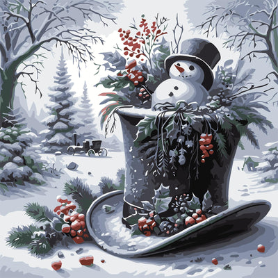 Christmas Paint by Numbers for Adult,Paint by Numbers Kit for Adults Beginners,DIY Paint by Numbers Acrylic Paint Canvas Xmas Hat Painting Kits Art,Home Wall Decor, 11.8X11.8 inch(Without Frame)