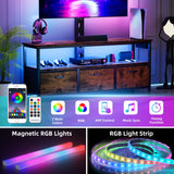 TV Stand with Mount and Power Outlet, Swivel TV Stands Mount with LED Lights for 32/45/55/60/65 inch TVs, Entertainment Center with Storage/Drawers, Media Console TV Stands for Living Room, Bedroom MJOMKN