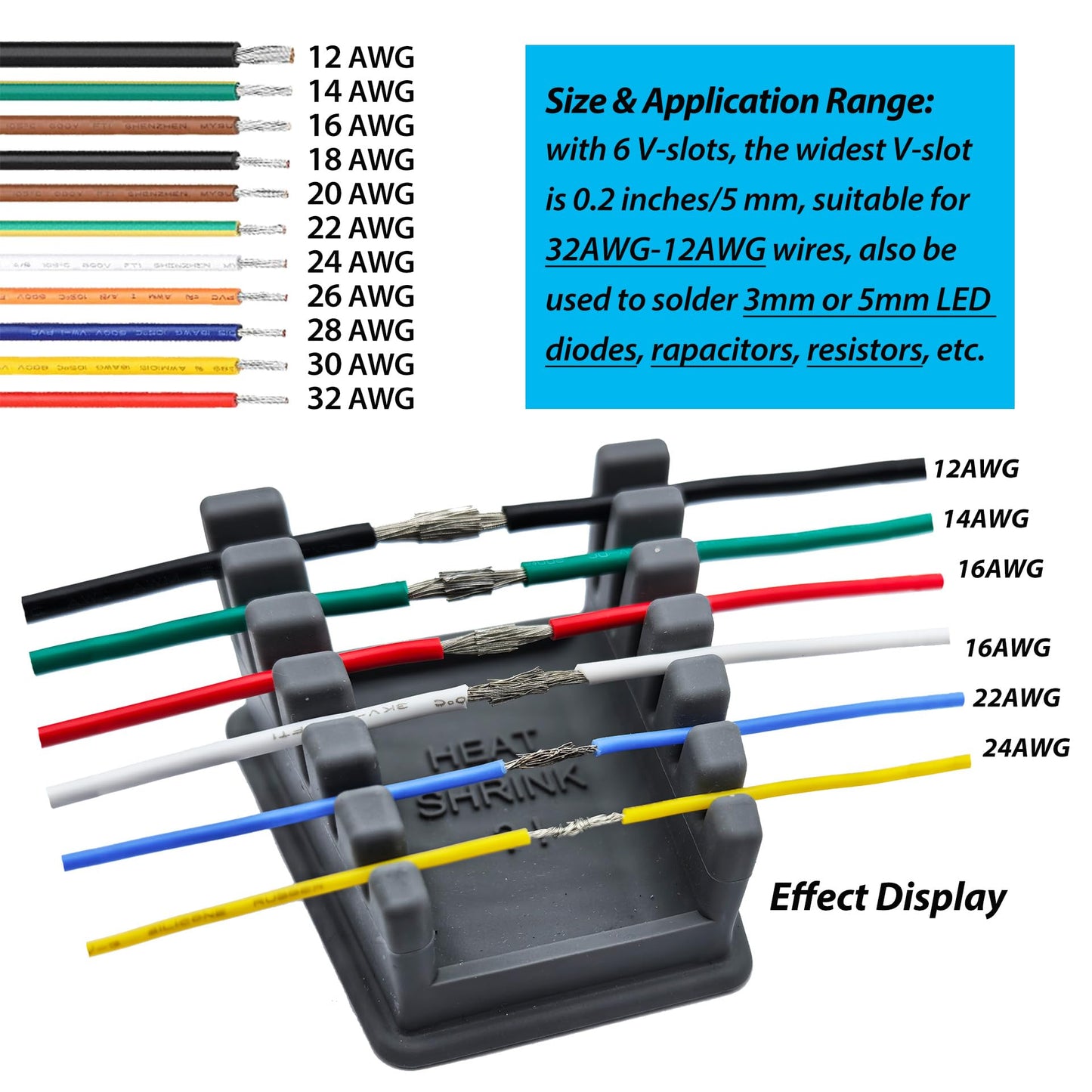 ZYRELYNX Upgraded Silicone Soldering Stand, Helping Hands Soldering Station, Soldering Wire Holder with 6 Slots - Third Hand Soldering Iron Stand for 32AWG to 12AWG Wires(Only Stand), Dark Grey, 1 Pcs