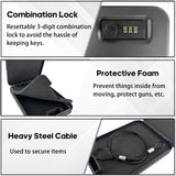 YIYITOOLS Small Gun Safe, Pistol Safe Small Handgun Lock Box with Resettable Combination Lock, Heavy-Duty Alloy Steel Handgun Lock Box, Foam Padding, Security Cable, Ideal for Car,Travel,Home, BLack YIYITOOLS