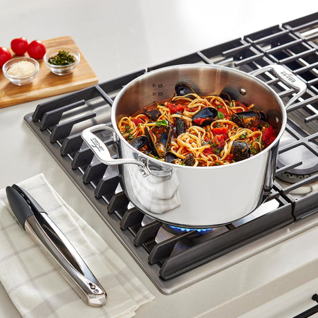 All-Clad Simply Strain Stainless Steel Stockpot, Multipot With Insert & Lid, 8 Quart, Induction, Oven Broiler Safe 600F, Strainer, Pasta Strainer with Handle, Steamer Pot, Pots and Pans Silver All-Clad