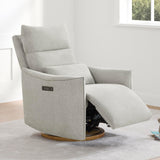 CHITA Swivel Rocker Recliner Chair, Power Nursery Glider Recliner, Nursery Rocking Chair with Adjustable Power Headrest, FSC Certified, Solid Wood Base, Crockery (Gray) CHITA