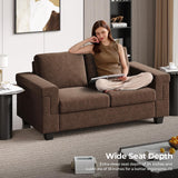 COPIAE 2 Seater Sofa Couch with Deep Seat, 64" Modern Upholstered Loveseat Sofa with Armrests, Easy Installation, Comfy Couches for Living Room, Apartment,Dark Brown COPIAE