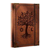 Ovesmusl PU Leather A5 Binder 6 Ring Refillable Journal Cover No Refill Paper A5 Planner Binder Loose Leaf Binder Notebook 5.7”x8.3” with Elastic Closure, Brown Tree Ovesmusl