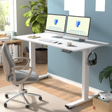 FLEXISPOT EN1 Whole Piece Standing Desk 55 x 28 Inches Stand Up Desk Workstation Home Office Computer Height Adjustable Desk (White Frame + White Top, 2 Packages) FLEXISPOT