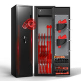 6-8 Gun Safe, Gun Safe for Rifles and Pistols, Gun Locker, Rifle safes for Home,Metal Gun Cabinet for Rifles and Shotguns, Dual Alarm & Mute System, Quick Access, No Assembly Required SHICHI