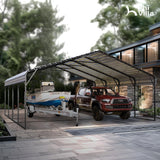 PHI VILLA 20 x 20 ft Carport 2 car Metal Carports with Galvanized Steel Roof with Sidewalls Enclosure Kit, Sturdy Heavy Duty Metal Carport for Cars, Boats, and Tractors PHI VILLA