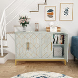 ARTPOWER Accent Cabinet with 4 Doors, Modern Credenza Storage Cabinet, Carved Decorative Sideboard Buffet Cabinet for Living Room, Kitchen, Office, and Hallway, Green ARTPOWER