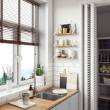 Wallniture Ponza Floating Shelves for Wall Bathroom Shelves Wall Mounted Set of 3, Burned Finish Wood Shelves with White Shelf Brackets Wallniture