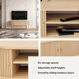 WERMO 55'' TV Stand with Storage and Shelves designed to fit 32’’ - 60'' TVs. Wood Entertainment Center for Living Room and Bedroom, Media Console and Modern TV Console Table (Oak) WERMO