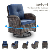 Belord Patio Wicker Furniture with Swivel Rocker Chairs Loveseat, 5 Piece Rattan Furniture Outdoor Table and Chairs Set for Patio Deck Porch Backyard Belord