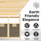 TidyHub Double Tilt Out Laundry Hamper with Shelf - Durable Bamboo Hamper with 2 Removable Laundry Liner Fabrics, Easy Grab Handle & Manual - Pull Out Laundry Hamper Cabinet for Clothes Towels Toys TidyHub