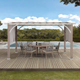 Sunjoy Outdoor Pergola 12 x 14 ft. with Adjustable Sun Shade Canopy for Backyard and Garden Shade, Patio Modern White Steel Frame Grape Trellis Pergolas, Light Gray by SummerCove SummerCove