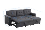 Ball & Cast L-Shape Reversible Sectional Sleeper Sofa Bed 4 in 1 Pull Out Couch with Storage Chaise & Removable Back Cushions,Convertible Sleeper Corner Couch Pull Out Sofa Bed for Living Room,Office Ball & Cast