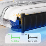 Alohappy Full Size Upholstered Bed Frame with Bookcase Headboard, LED Lighting & Charging Station Alohappy