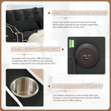 Sleeper Sofa Couch Bed with USB & Type C Port, Modern 3-in-1 Convertible Velvet Pull Out Loveseat Futon Sofa w/Phone Holder/Cup Holder for Living Room Apartment, Adjustable Backrest, Black Antetek