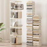 360° Rotating White Bookshelf Tower - 5-Tier Spinning Storage for Small Spaces ZXFWRJDJ