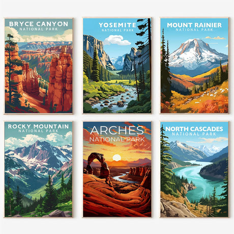 AOSGEDY 6 Pack Paint by Numbers Kit for Adults Beginner, National Park Adult Paint by Number Kits on Canvas Without Frame, DIY Landscape Painting with Numbers Craft for Home Decor 10x14 Inch AOSGEDY