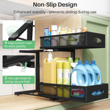 Under Sink Organizer, 2 Tier Pull out Cabinet Organizer Baskets with Mesh Sliding Drawers, Slide out Storage Shelf for Home, Kitchen, Bathroom, Pantry, Office Cabinet, Countertop(1 Pack) Kitstorack