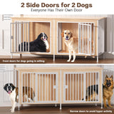 EasyCom 78" Dog Cage Furniture for 2 Dogs, Extra Large Double Dog Crate Furniture Large Breed, XXL Thick Wooden Dog Crate Furniture TV Stand, Sturdy Dog Kennel Furniture Dog Crate with Divider Beige EasyCom