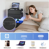 STHOUYN Bedroom LED Nightstand with Gun Drawers, Black Modern Night Stand with USB & Type-C Charging Station, Smart Nightstand Noght Stand, Bedside Table Gun Safe Side End Tables Office (1, Black) STHOUYN