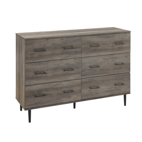 Walker Edison Mila Modern 6 Drawer Storage Buffet, 52 Inch, Grey Wash Walker Edison