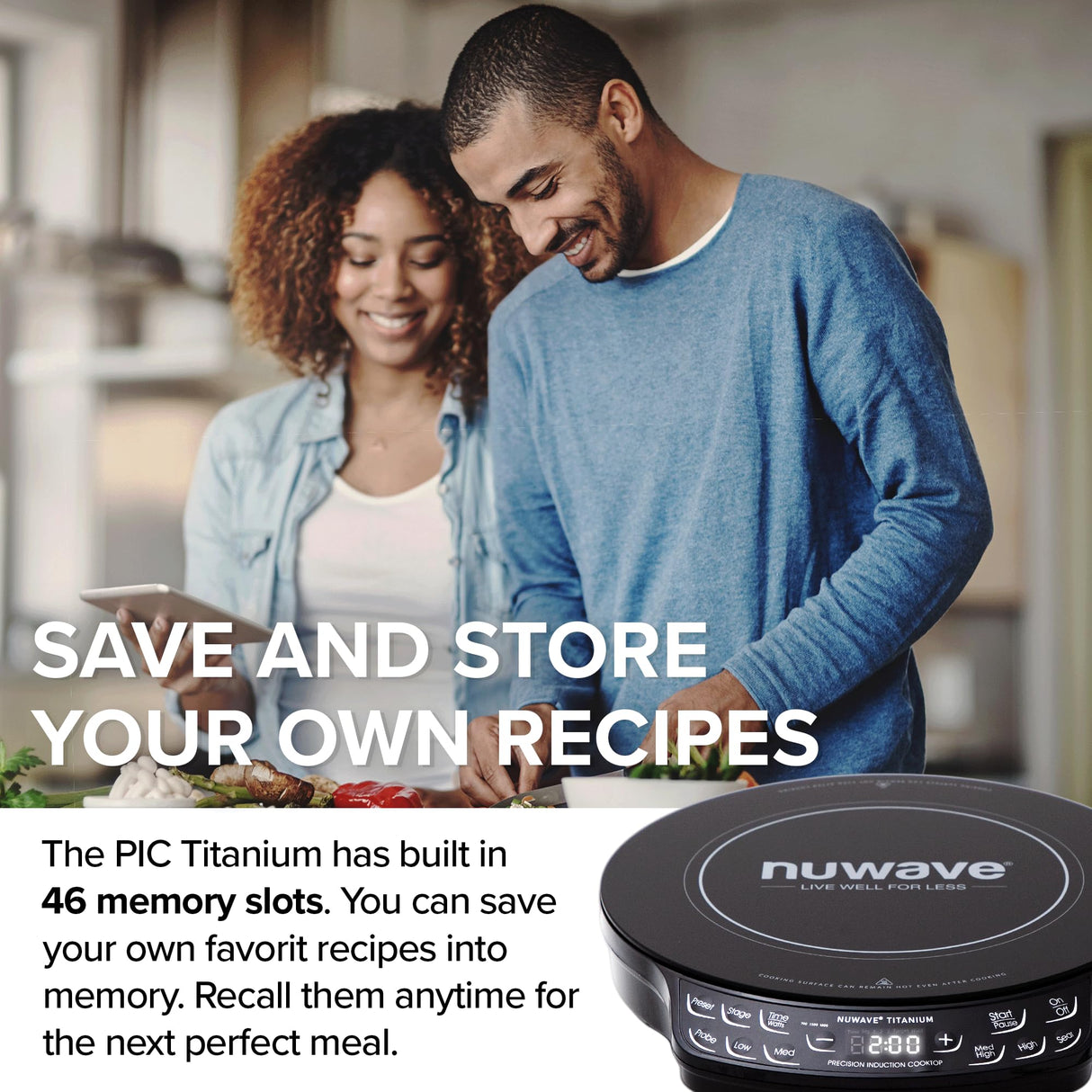 Nuwave Upgraded Induction Cooktop, 3 Wattage Control, Patented Digital Temp Probe, 8”Large Heating Coil, 12”Shatter-Proof Ceramic Glass,106 Temps-Ctrl Nuwave