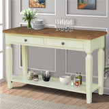 IC International Concepts International Concepts Vista Solid Wood Sofa Console Table, Hickory/Shell IC International Concepts