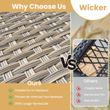 HOOOWOOO Outdoor Sectional Furniture Set with Fire Pit Table,9 Pieces Wicker Patio Conversation Sets,L Shape All Weather Outside Couch Sofa Set with Swivel Chairs Solar Table Ottoman,Charcoal Gray HOOOWOOO