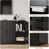 Modern Farmhouse Buffet Cabinet with Storage, 42" Large Sideboard Storage Cabinet with 3 Barn Doors, Coffee Wine Bar Cabinet Wood Table Credenza with Adjustable Shelf for Kitchen Dining Living Room Vividwood