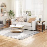 HOOBRO End Table with Charging Station and USB Ports, Side Table with Drawers and Storage Shelf, Set of 2, Bedside Table for Small Spaces, Living Room, Rustic Brown BF431BZP201 HOOBRO