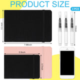 Teling 2 Pcs Watercolor Paper Sketchbook with 3 Pcs Watercolor Brush Pens, Small Portable Sketchbook Journal Pocket Notebook Travel for Painters Art Supplies(7.6 x 5.3 Inch) Teling