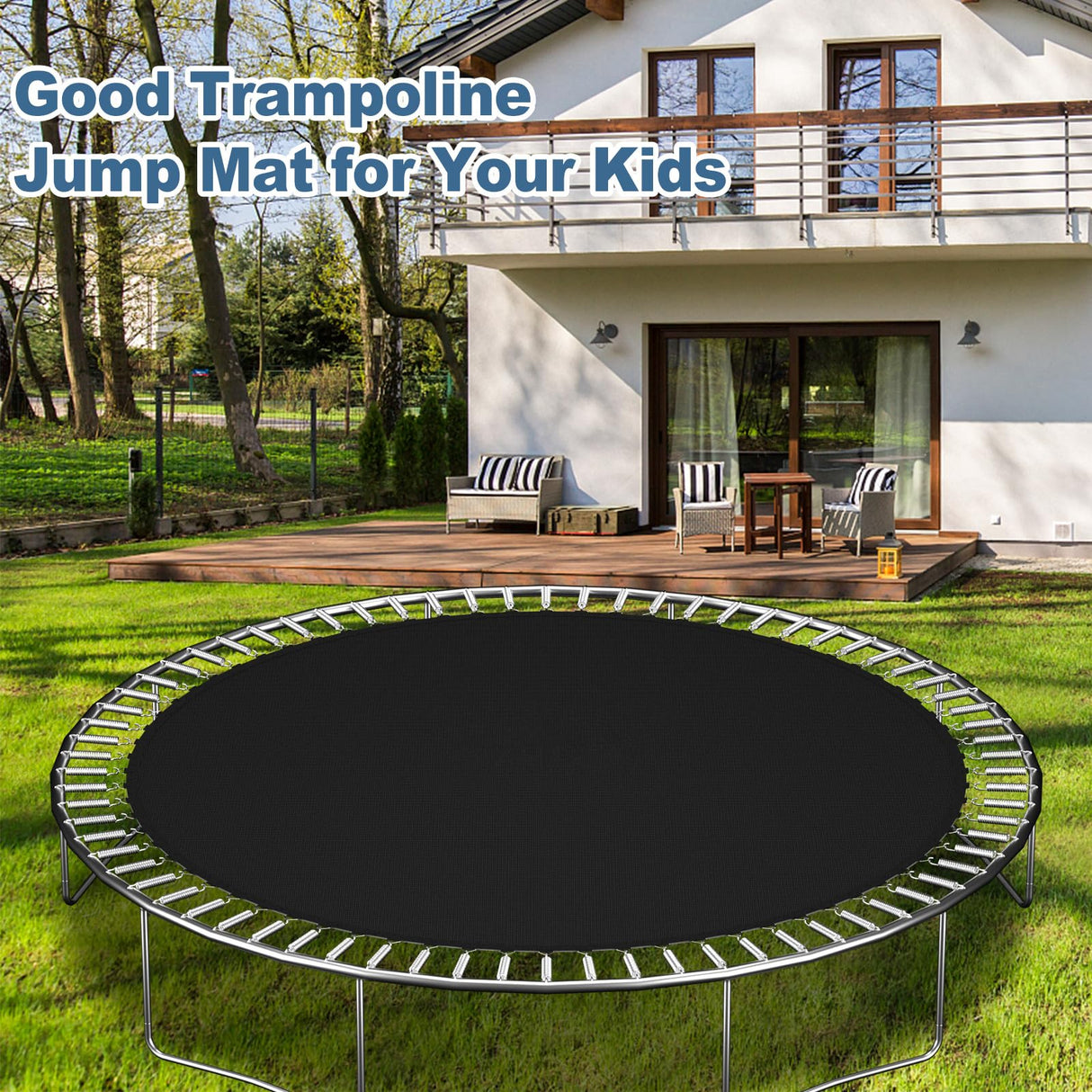Cliselda Trampoline Replacement Mat, Fits 14 ft Round Trampoline Frame with 72 V-Rings and Spring Tool, Fits 6.5-7" Springs, 147 inch Jumping Mat (Excluding Frame and Spring) Cliselda