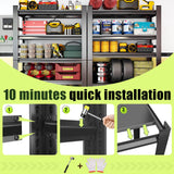 KILISTEELS 71" H x 45" W Metal Garage Shelving Unit 5 Tier Metal Storage Shelves Adjustable Shelving Unit Garage Shelves for Kitchen Warehouse Pantry Basement, 71" H x 45" W x 18" D, Black KILISTEELS