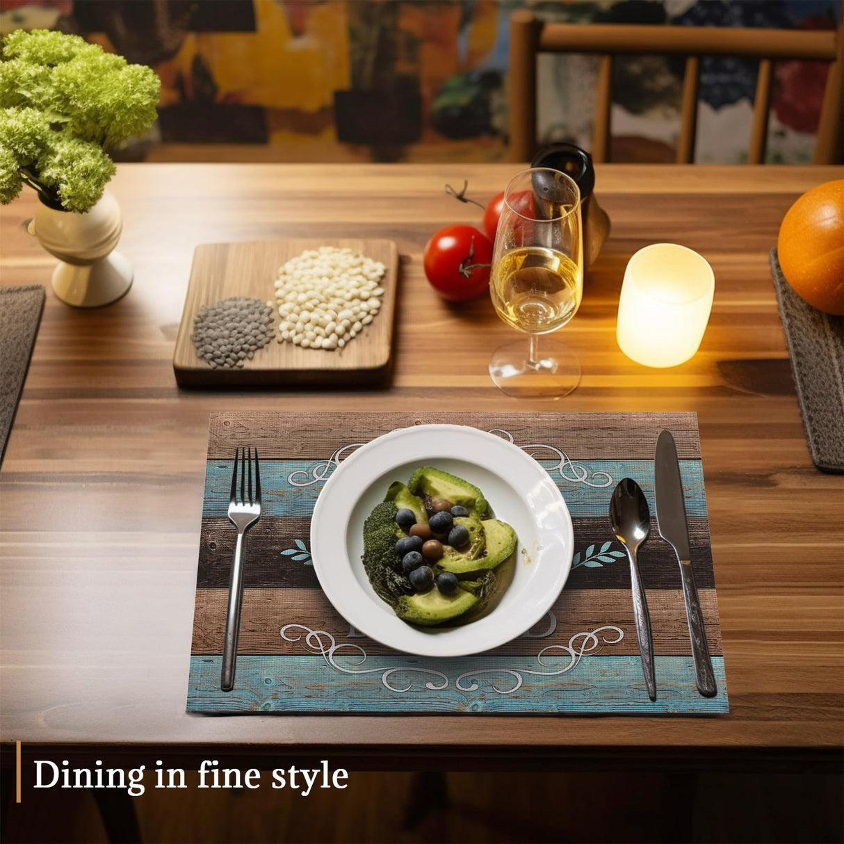 Thankful Grateful Blessed Placemats Set of 6 Place Mats for Kitchen Table Washable Farmhouse Linen Table Mats Dining Decoration 12x18 Inch UIUPRO