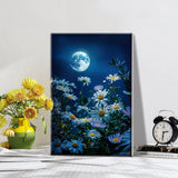 ATDMS Paint by Numbers Kit for Adults with Frame Landscape Paint by Number with Easel DIY Flowers Adult Paint by Number Kits on Canvas Framed Moon Oil Painting Kits for Home Wall Decor 8x12 Inch ATDMS